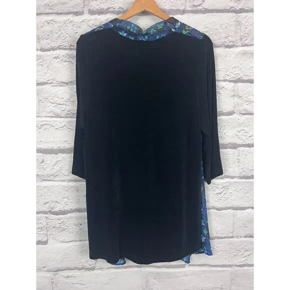 Catherines Womens 0X Artsy Boho Career Eclectic Sheer Paisley Duster Cardigan - Picture 4 of 11